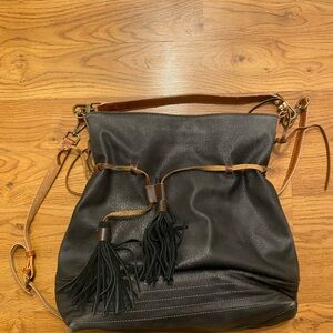 Free People Black Leather Shoulder Bag